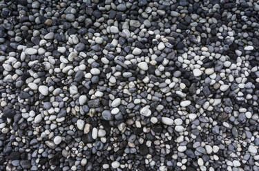 Gray and white pebbles heap at beach - WWF05936