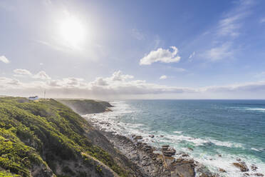 Die Sonne scheint über die Küstenlandschaft entlang der Great Ocean Road - FOF12494