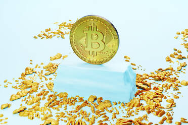 Dreidimensionales Rendering von Gold Bitcoin - SPCF01591