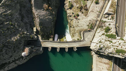 Spain, Province of Huesca, Sopeira, Aerial view of Presa de Escales dam - ACPF01428