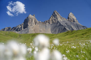 Idyllischer Blick auf den Berg Aiguilles d'Arves an einem sonnigen Tag, Frankreich - ANSF00173