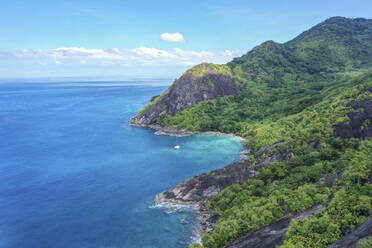 Aerial view of the coastline on Silhouette Island, Seychelles. - AAEF13700