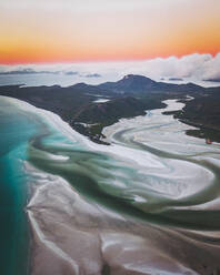 Aerial view of the Whitehaven beach in the Whitsundays, Queensland, Australia. - AAEF13740