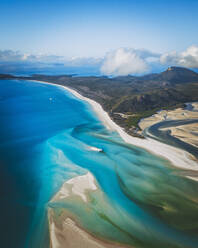 Aerial view of the Whitehaven beach in the Whitsundays, Queensland, Australia. - AAEF13747