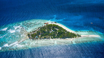Panoramic aerial view of a private island, Maldives. - AAEF13871