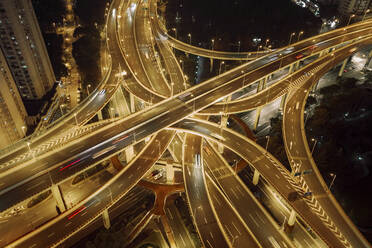 Aerial view of Yan An elevated road in Shanghai at night 2. - AAEF13926