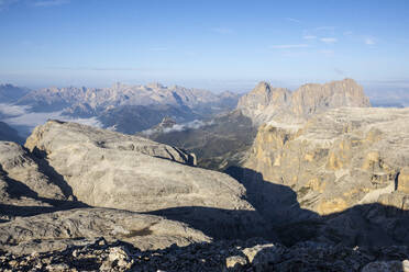Dolomites and Sass Pordoi on sunny day, Trentino-alto Adige, Italy - LOMF01315