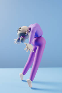 Dreidimensionales Rendering einer leidenschaftlich tanzenden weiblichen Figur vor blauem Hintergrund - ECF02061
