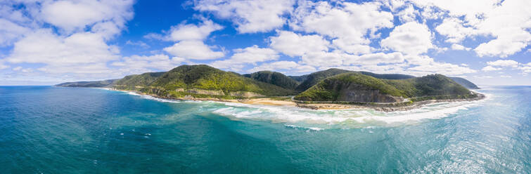 Australia, Victoria, Aerial view of coastal hills along Great Ocean Road - FOF12780