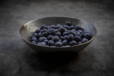 Studioaufnahme einer Schüssel mit frischen Blaubeeren - LVF09204