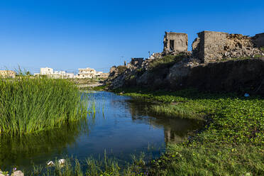 Dilapidated Yemeni-style mud-brick structures, Mirbat, Salalah, Oman, Middle East - RHPLF21371