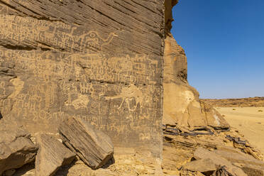 Felszeichnungen, Felszeichnungen und Inschriften von Bir Hima, UNESCO-Weltkulturerbe, Najran, Königreich Saudi-Arabien, Naher Osten - RHPLF21526