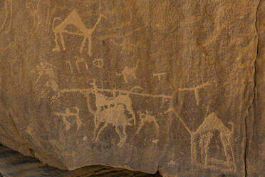 Rock carvings, Bir Hima Rock Petroglyphs and Inscriptions, UNESCO World Heritage Site, Najran, Kingdom of Saudi Arabia, Middle East - RHPLF21527