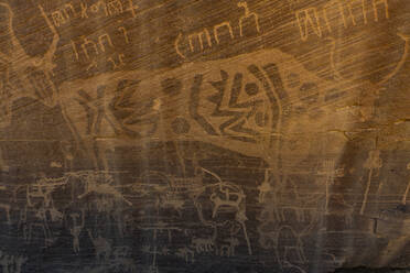 Felszeichnungen, Felszeichnungen und Inschriften von Bir Hima, UNESCO-Weltkulturerbe, Najran, Königreich Saudi-Arabien, Naher Osten - RHPLF21530