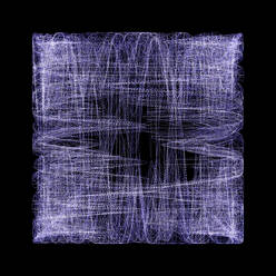Three dimensional wireframe render of sound waves creating square shape - DRBF00242