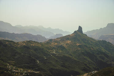 Roque Nublo seen from Mirador de Degollada Becerra under clear sky, Spain - RSGF00855