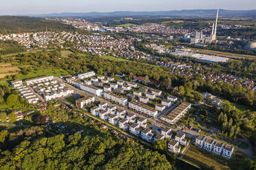 Germany, Baden-Wurttemberg, Esslingen am Neckar, Aerial view of new development area Sonnensiedlung Egert - WDF06783