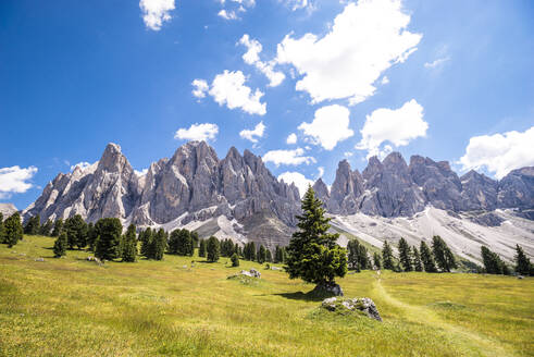 Italien, Südtirol, Blick auf die Geislergruppe im Sommer - EGBF00766