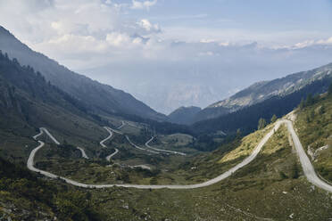 Winding road in mountain, Colle delle Finestre, Turin, Italy - SSCF00866