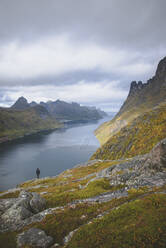 Junger Mann beim Wandern auf einem Berg in Norwegen - TETF00077