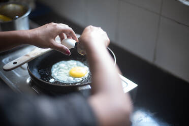 Egg sunny side up on non-stick frying pan - CAVF95448
