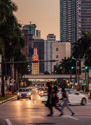 Street Miami Florida downtown people traffic - CAVF95808