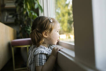Mädchen (2-3) schaut durch das Fenster - TETF00415