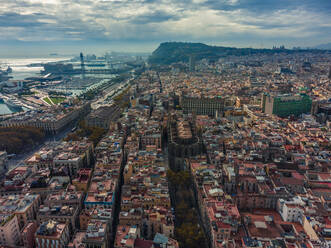 Aerial view of Barcelona downtown at sunset, Spain. - AAEF14224