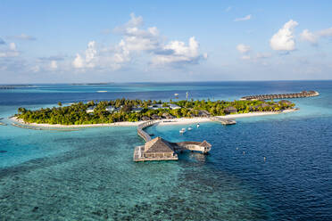 Aerial view of resort at Huruvalhi island, Maldives - AMF09443