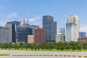 Japan, Kanto Region, Tokyo, Skyline of Chiyoda City in summer - FOF12950