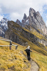 Frau beim Wandern in den Dolomiten, Südtirol, Italien - TETF00955