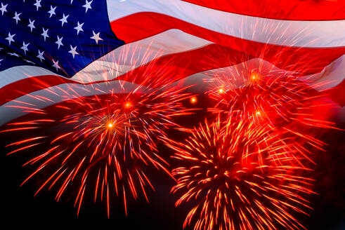 Amerikanische Flagge und Feuerwerk - TETF01323