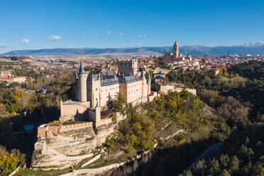 Panoramaluftaufnahme des Alcazar von Segovia, Spanien - CAVF95875