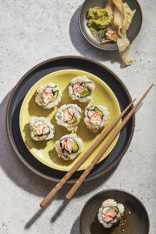 California Sushi Roll Plated with Chopsticks - CAVF95879