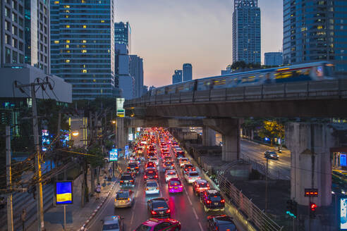 Busy road in Bangkok's Sathorn district - CAVF96181