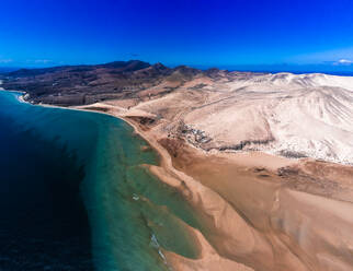 Luftaufnahme von Playa de Sotavento de Jandia, Fuerteventura, Kanarische Inseln, Spanien, Atlantik, Europa - RHPLF21746