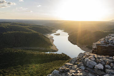 Spain, Province of Caceres, View of Monfrague National Park at sunset - JCCMF05867