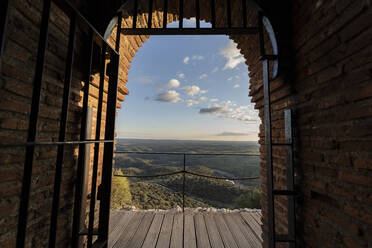 Spain, Province of Caceres, Monfrague National Park seen from observation point at dusk - JCCMF05868