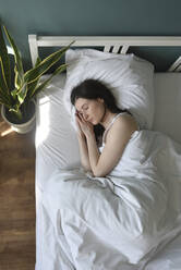 Frau schläft im Schlafzimmer zu Hause - VBUF00079