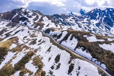 Italy, South Tyrol, Drone view of Penser Joch pass - STSF03182