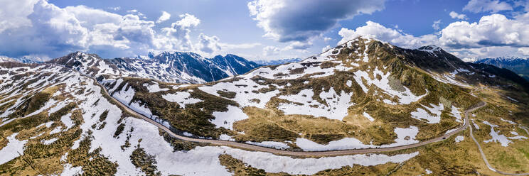 Italy, South Tyrol, Drone panorama of Penser Joch pass - STSF03183