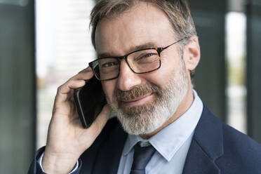 Mature smiling businessman talking on mobile phone - OIPF01558