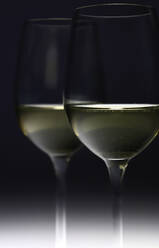 White wine glasses against black background - JTF02037