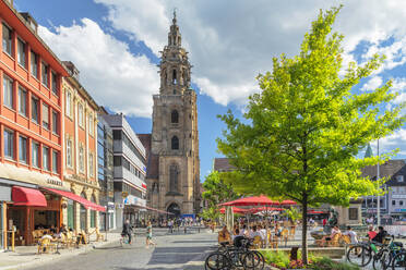 Cafés auf dem Marktplatz mit Kilianskirche, Heilbronn, Baden-Württemberg, Deutschland, Europa - RHPLF21998