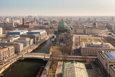 Germany, Berlin, Aerial view of Museum Island with Berlin Cathedral in background - TAMF03326