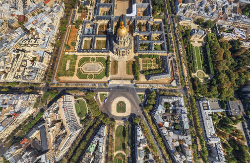 Panoramic aerial view of Les Invalides museum in Paris, France. - AAEF14556