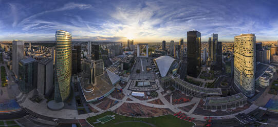 Panoramic aerial view of La Defense, Paris financial district, France. - AAEF14561