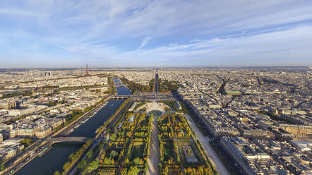 Panoramic aerial view of Tuileries Garden, Paris, France. - AAEF14617