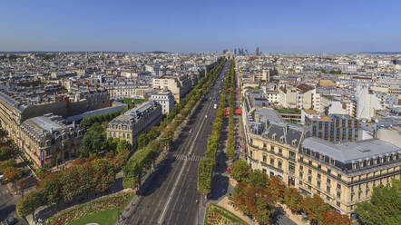 Panoramic aerial view of the Champs Elysees in Paris downtown, France. - AAEF14630