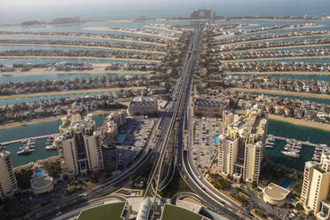 United Arab Emirates, Dubai, Elevated view of Palm Jumeirah Archipelago - TAMF03402